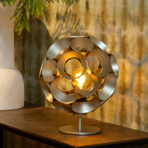 Lucide HANNELORE - Lampe de table - Ø 25 cm - 1xE27 - Or Mat / Laiton - ambiance 1